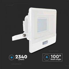 V-TAC 30-S 30W SMD PIR Sensor Floodlight With Samsung Chip Colorcode:4000K White Body White Glass