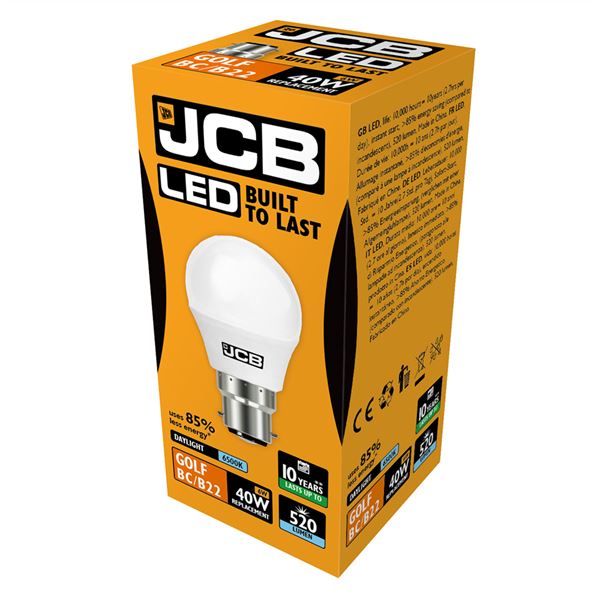 JCB 6W B22 Golf LED - 40W Replacement - 520lm - 6500K - Non Dimmable