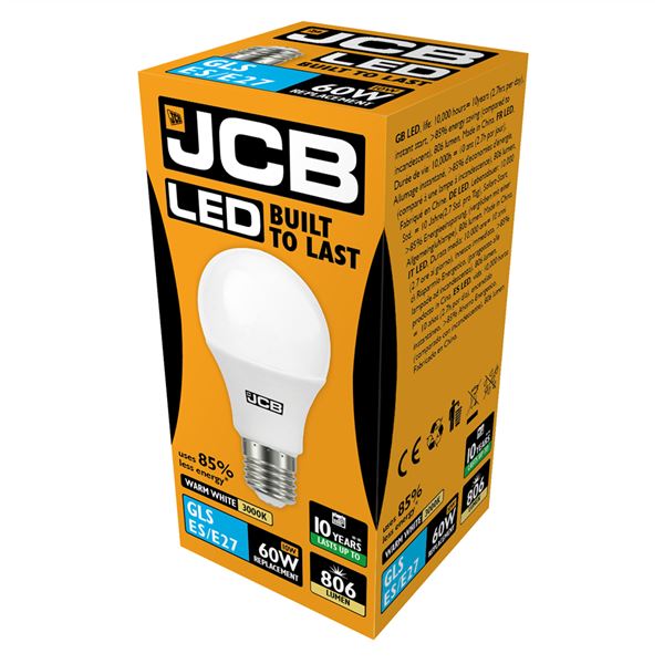 JCB 8.5W E27 GLS LED - 60W Replacement - 806lm - 3000K - Non Dimmable