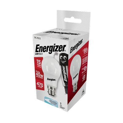 Energizer 5.6W B22 GLS LED - 40W Replacement - 520lm - 6500K - Non Dimmable