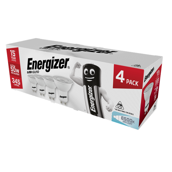 S14426 ENERGIZER LED GU10 345LM 4.2W 50° 6,500K (DAYLIGHT), PACK OF 4