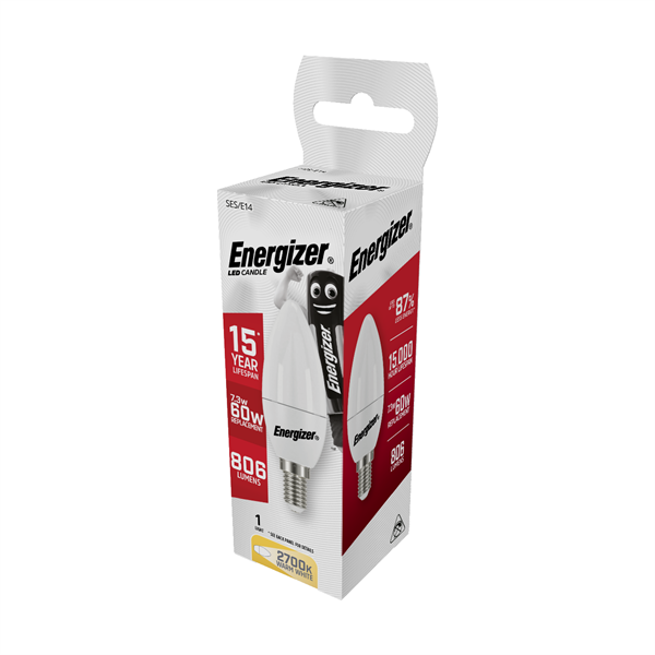 S17359 ENERGIZER LED CANDLE 806LM OPAL E14 (SES) 2,700K (WARM WHITE) PACK OF 1