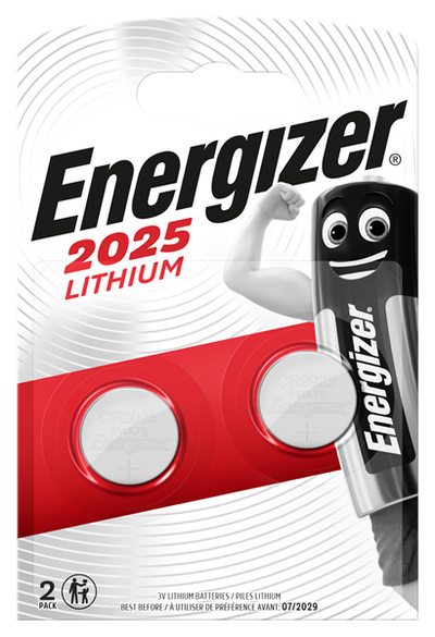 Energizer CR2025 3V Lithium Coin Cell Batteries Pack of 2