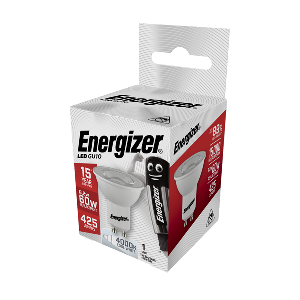 S9406 ENERGIZER LED GU10 425LM 4.5W 4,000K (COOL WHITE), PACK OF 1