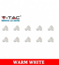 V-TAC 271 10W GU10 Led Plastic Spotlight-Milky Cover With Samsung Chip Colorcode:3000K 10PCS/Pack