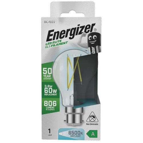 Energizer A Rated LED Elite GLS B22 Filament 806lm 3.8W 6500K (Daylight) S29631