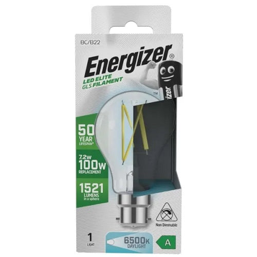 Energizer A Rated LED Elite GLS B22 Filament 1521lm 7.2W 6500K (Daylight) S29635