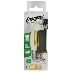 Energizer A Rated LED Candle E27 Filament 470lm 2.2W 2700K (Warm White) S29636