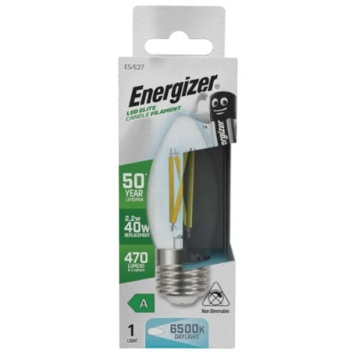 Energizer A Rated LED Candle E27 Filament 470lm 2.2W 6500K (Daylight) S29637