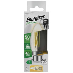 Energizer A Rated LED Candle B22 Filament 470lm 2.2W 2700K (Warm White) S29638