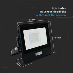 V-TAC -30-S 30W SMD Pir Sensor Floodlight With Samsung Chip Colorcode:4000K BLACK BODY GREY GLASS