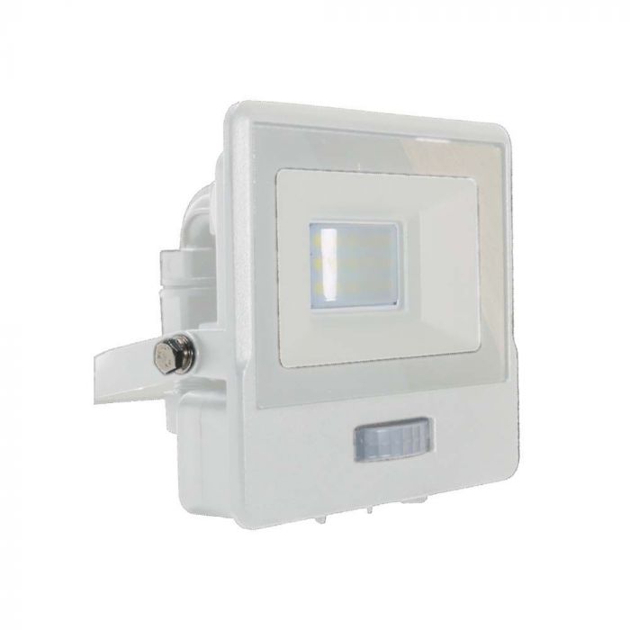 V-Tac 10-S 10W SMD Pir Sensor Floodlight With Samsung Chip Colorcode:4000k White Body White Glass