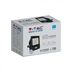 V-TAC -10-S 10W SMD Pir Sensor Floodlight With Samsung Chip Colorcode:6400K Black Body Grey Glass