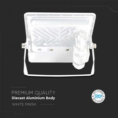 V-TAC -50-S 50W SMD Pir Sensor Floodlight With Samsung Chip Colorcode:4000K WHITE BODY WHITE GLASS