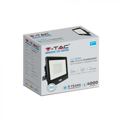 V-TAC 50-S 50W SMD Pir Sensor Floodlight With Samsung Chip Colorcode:6400k Black Body Grey Glass