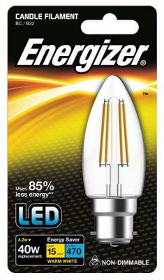 Energizer Filament Led Candle 470LM 4W B22 (BC ) Warm White, Pack Of 5