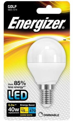 Energizer Led Golf 470LM 6.2W Opal E14 (SES) Warm White Dimmable, Pack Of 5