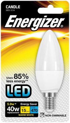 Energizer Led Candle 470LM 5.9W Opal E14 (SES) Warm White, Pack Of 5