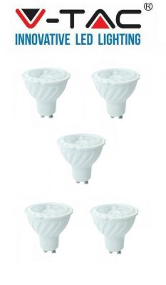 V-TAC 227D 6.5W GU10 Ripple Plastic Spotlight With Samsung Chip Colorcode:3000K 38'D DIMMABLE 5PCS/Pack