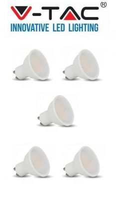 V-TAC 271 10W GU10 Led Plastic Spotlight-Milky Cover With Samsung Chip Colorcode:6400K 5PCS/Pack