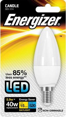 Energizer Led Candle 490lm 5.9w Opal E14 (SES) Daylight, Pack Of 5