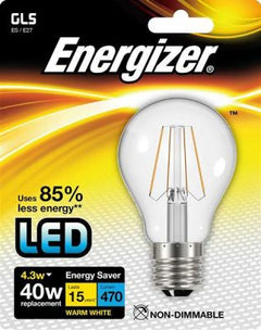 Energizer Filament Led GLS 470LM 4.3W E27 (ES) Warm White, Pack Of 5