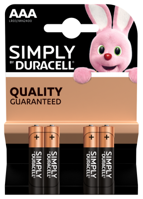 S5734 Duracell AAA Simply, Pack Of 4