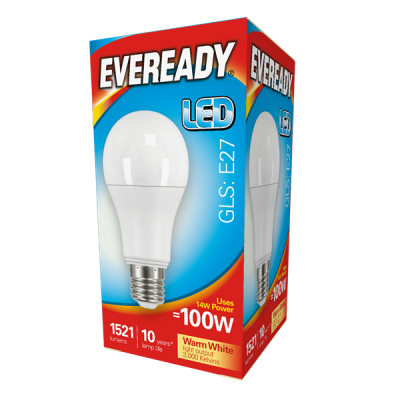 Eveready Led GLS 1521LM E27 (ES) Warm White, Pack Of 4