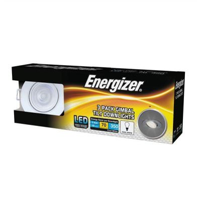 Energizer Led Recessed Tilt Downlights - White, Pack Of 3