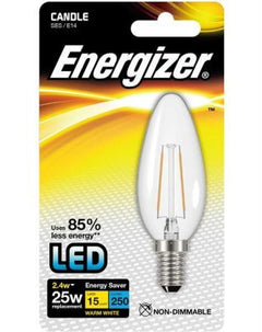 Energizer Filament Led Candle 250LM 2.4W E14 (SES) Warm White, Pack Of 5