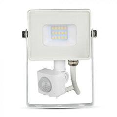 V-Tac 10-S 10W SMD Pir Sensor Floodlight With Samsung Chip Colorcode:4000k White Body White Glass