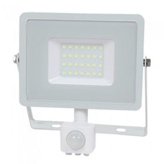 V-TAC 30-S 30W SMD PIR Sensor Floodlight With Samsung Chip Colorcode:6400K White Body White Glass