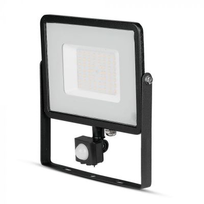 V-TAC -50-S 50W SMD Pir Sensor Floodlight With Samsung Chip Colorcode:6400K BLACK BODY GREY GLASS