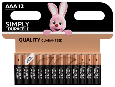 S5939 Duracell AAA Simply, Pack Of 12