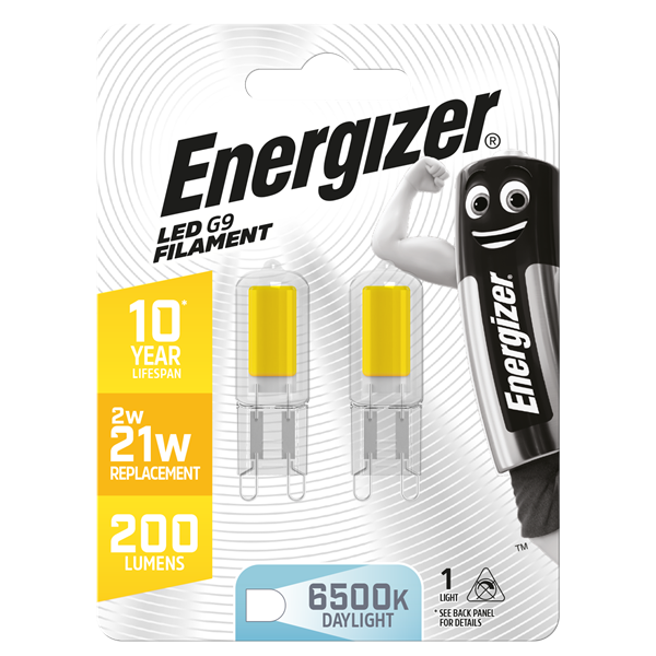 S13014 ENERGIZER FILAMENT LED G9 220LM 2W 6,500K (DAYLIGHT), PACK OF 2