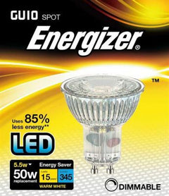 Energizer Led GU10 345LM 5.5W Warm White Dimmable, PACK OF 5