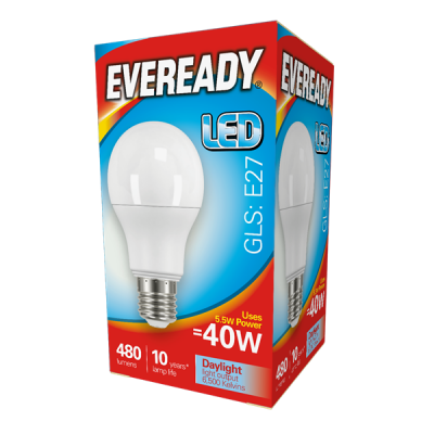 Eveready Led GLS 480LM E27 (ES) Daylight, Pack Of 5