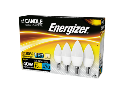 Energizer Led Candle 470LM 6W Opal E14 (SES) Warm White, Pack Of 4