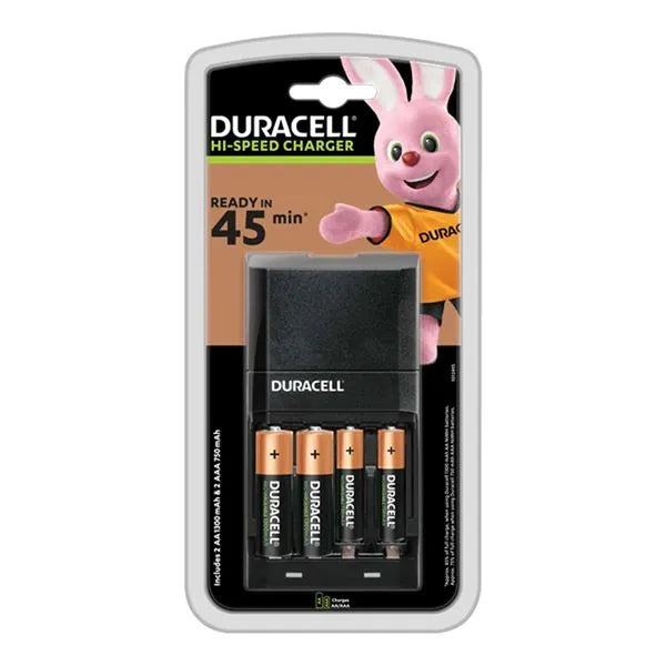 S6374 Duracell 45 Minute Charger With 2 x AA, 2 x AAA Batteries (15 Minute each Battery)