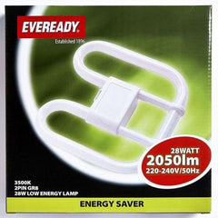 Eveready Energy Saving 2D Lamp 240V 28W 2PIN 3500K, Pack Of 2