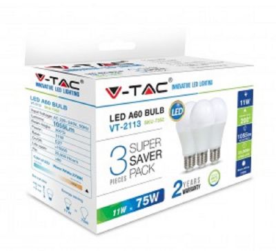VT-2113 11W A60 Led Plastic Bulb Colorcode:2700K E27 3PC/PACK