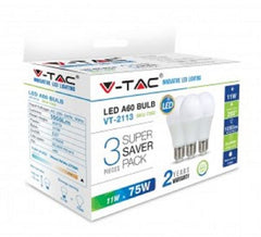 VT-2113 11W A60 Led Plastic Bulb Colorcode:2700K E27 3PC/PACK