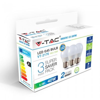 VT-2176 5.5W G45 Plastic Bulb Colorcode:4000K E27 3PCS/PACK