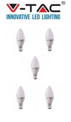 V-TAC 299D 5.5W Plastic Candle Bulb With Samsung Chip Colorcode:3000K B15 DIMMABLE 5PCS /Pack
