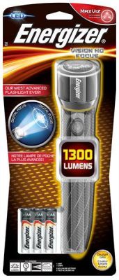 Energizer Led Vision Hd Metal Torch + 6 x AA Batteries