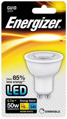 Energizer Led GU10 345LM 5.5W Warm White Dimmable, Pack Of 5