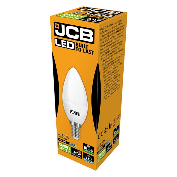 JCB 6W E14 Candle LED - 40W Replacement - 520lm - 6500K - Non Dimmable