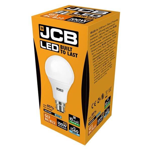 JCB 15W B22 GLS LED - 100W Replacement - 1560lm - 6500K - Non Dimmable