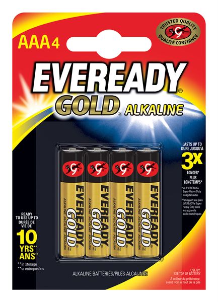 S11252 Eveready AAA / LR03 Alkaline Gold, Pack Of 4