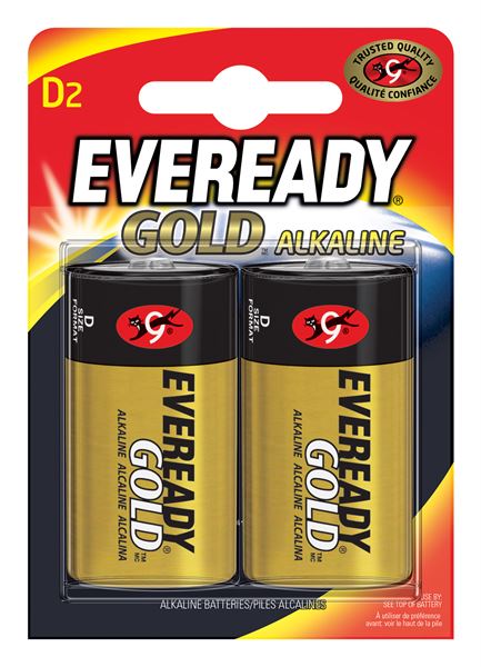 S11260 Eveready D Size / LR20 Alkaline Gold, Pack Of 2
